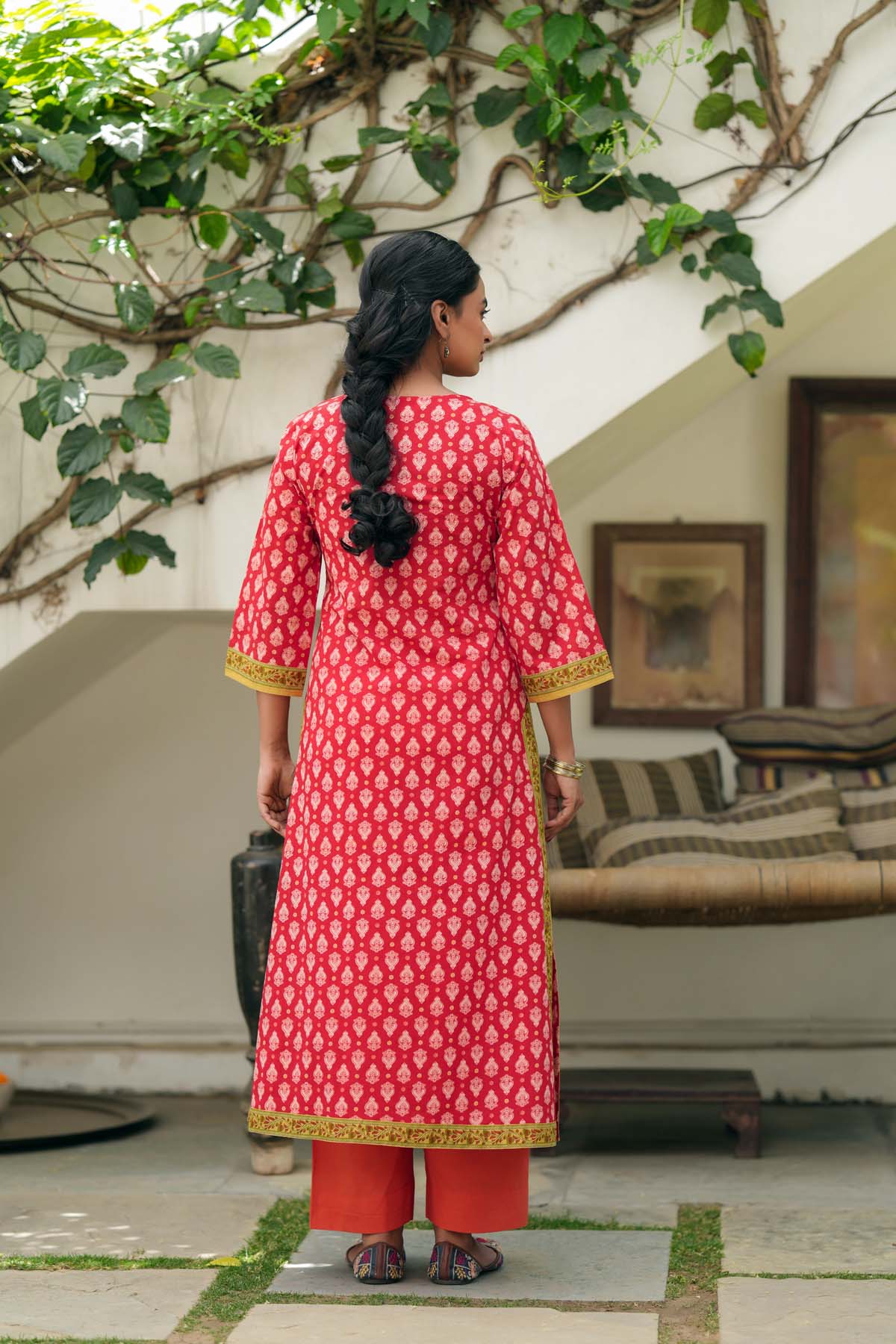 Red Straight Fit Kurta