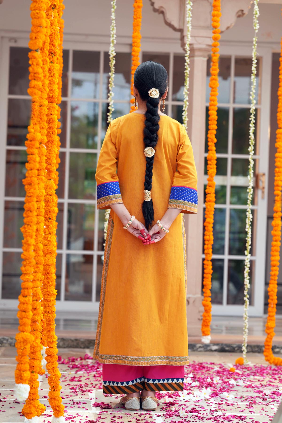 Mustard Handloom Cotton Straight Fit Kurta
