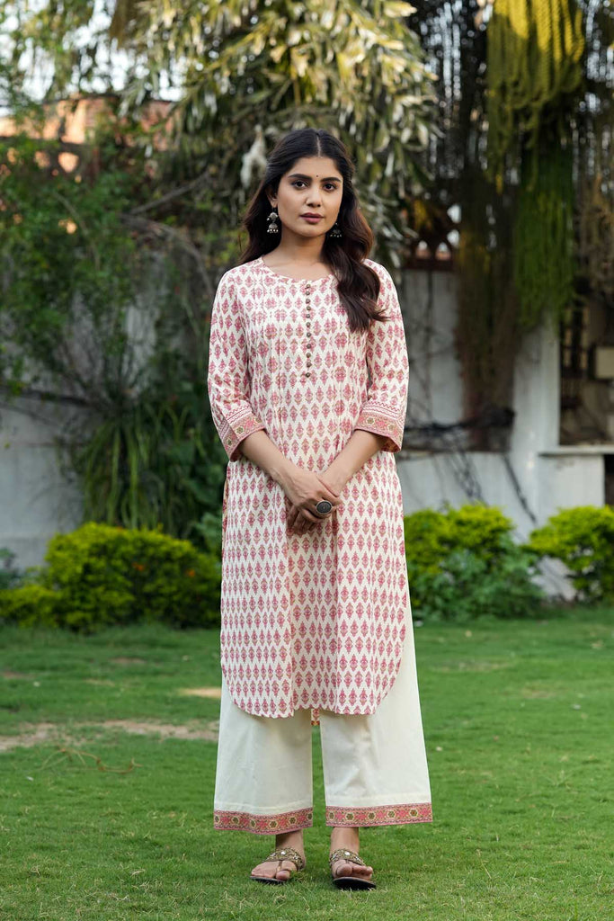 Pathani Style Kurta/Pant Set In Cotton Fabric