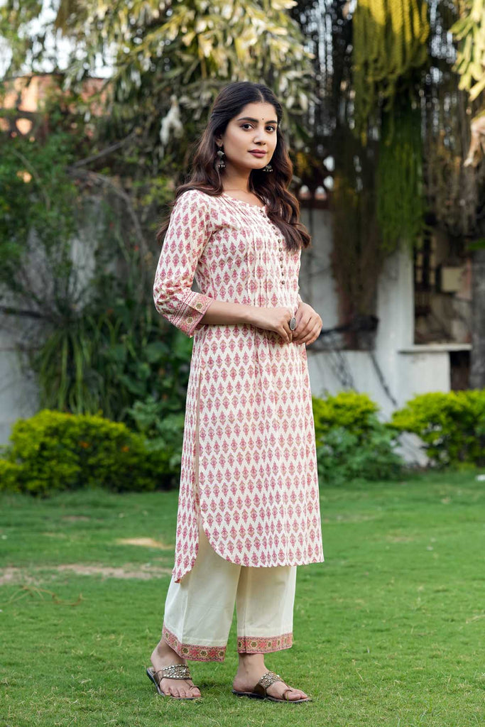 Pathani Style Kurta/Pant Set In Cotton Fabric