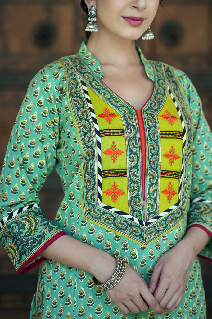 Light Green Straight Fit Kurta/Pant Set