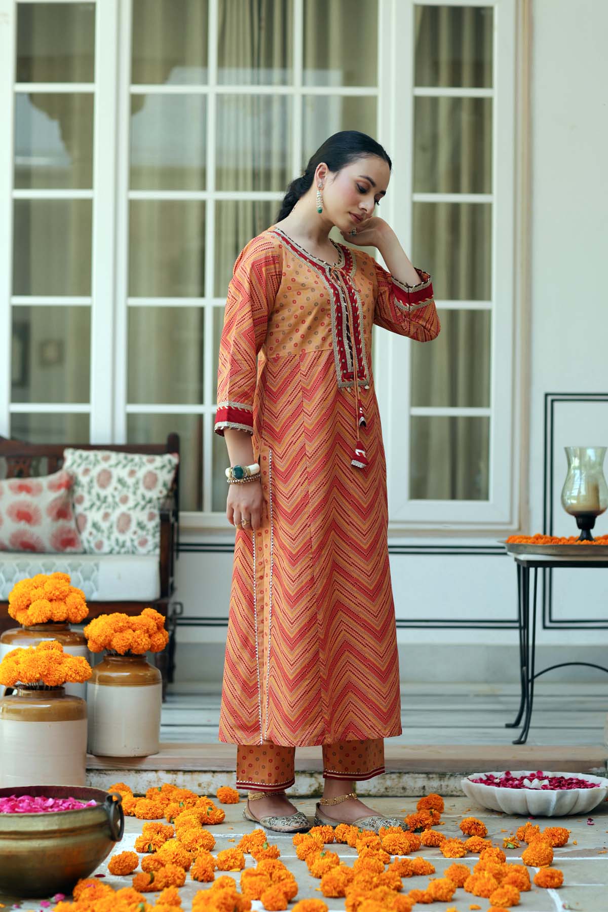 Straight Fit Kurta/Pant set In Cotton Fabric