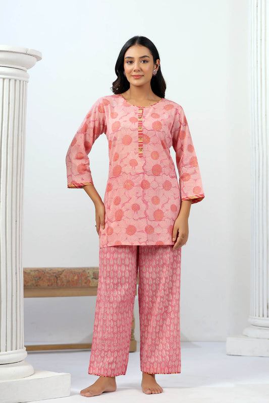 Peach Handblock Co-ord Set