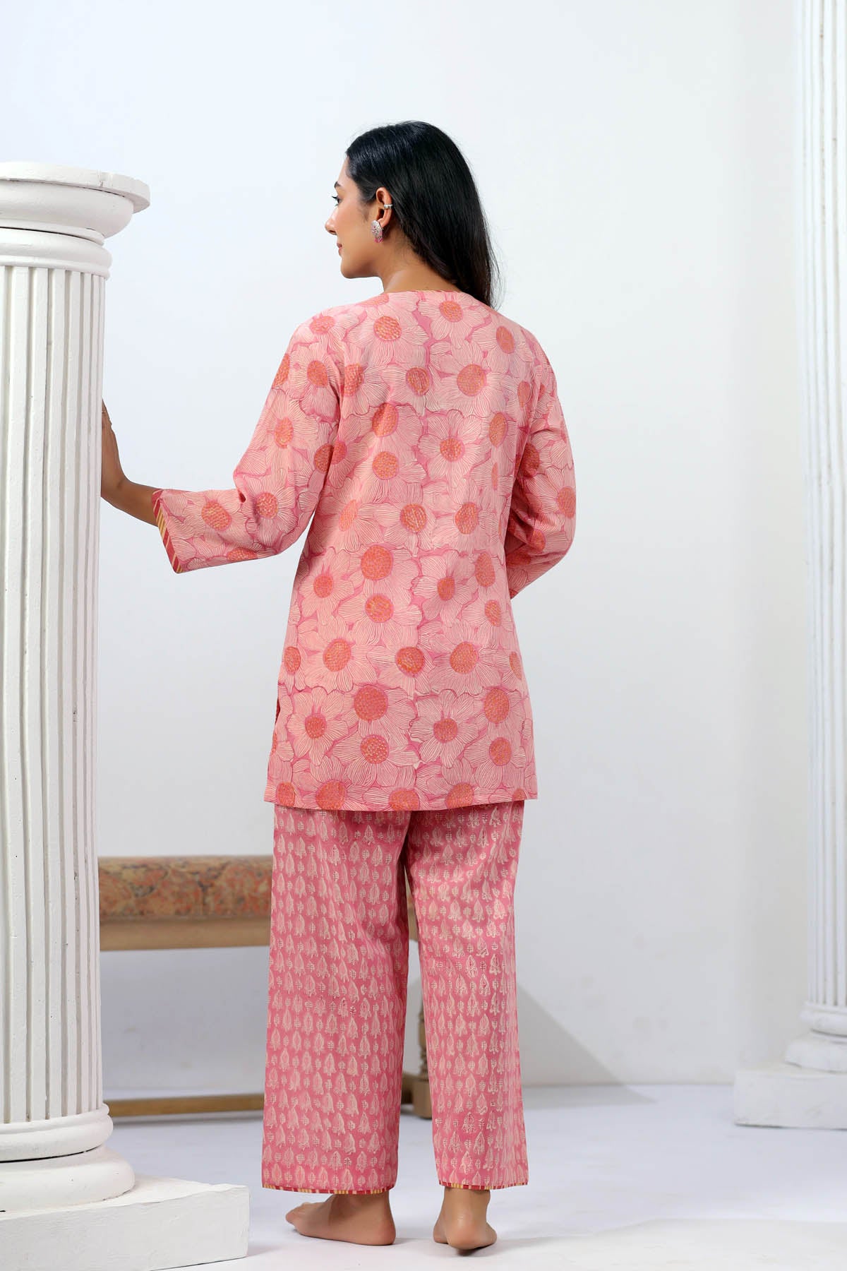 Peach Handblock Co-ord Set