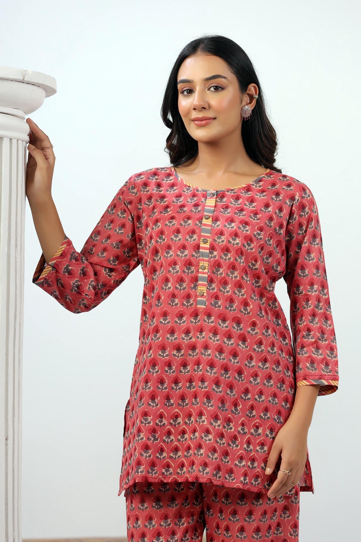 Dark Pink Handblock Co-ord Set