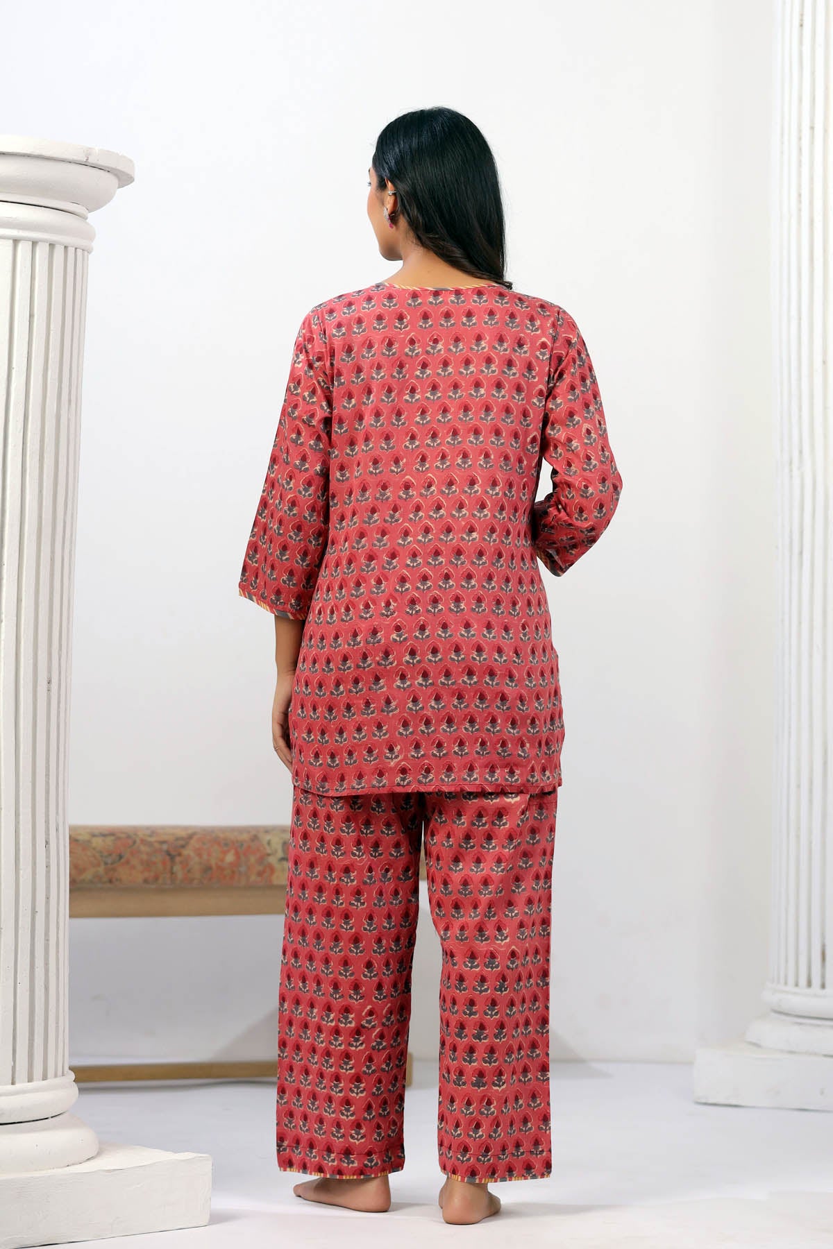 Dark Pink Handblock Co-ord Set