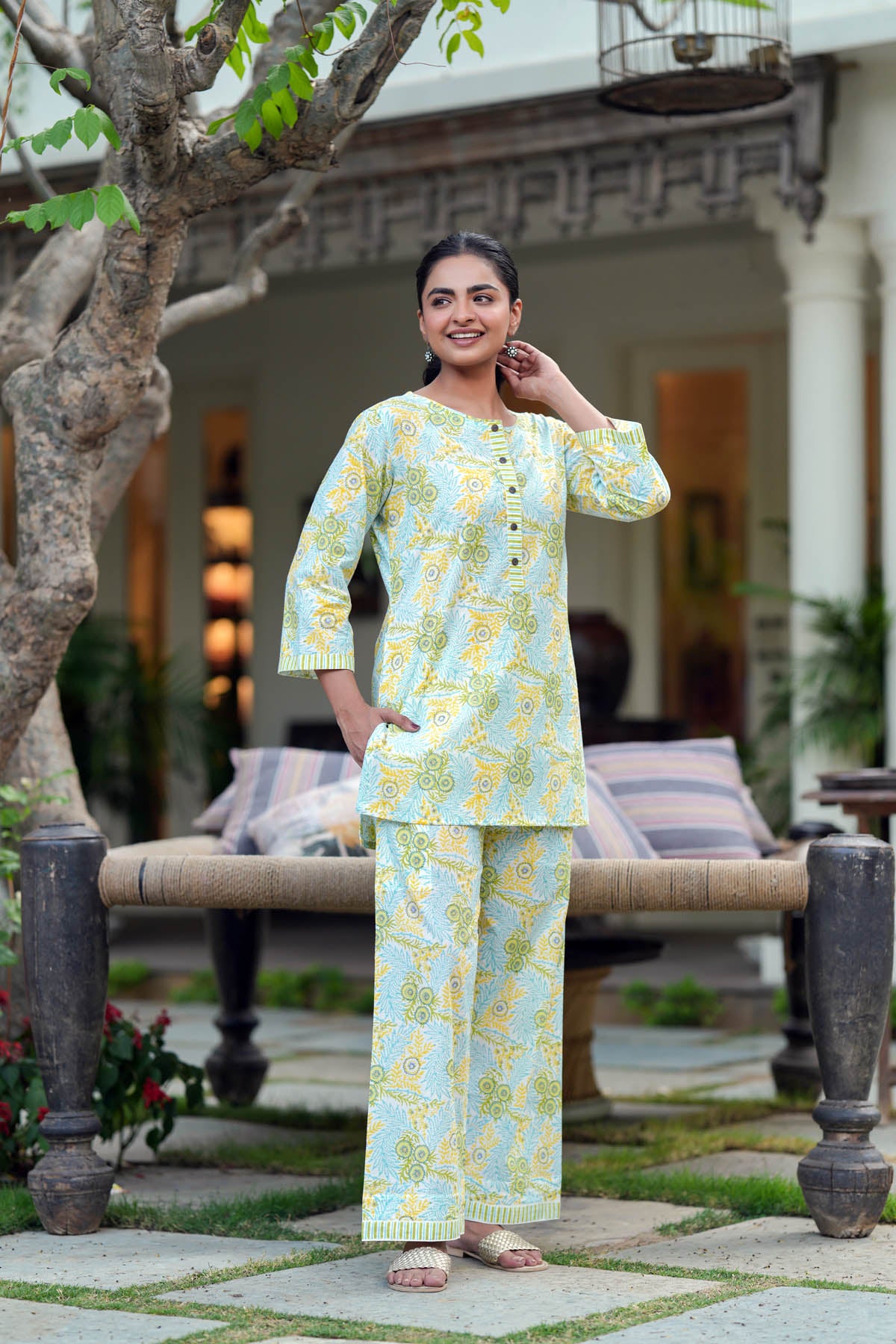 Mint Green Handblock Co-ord Set
