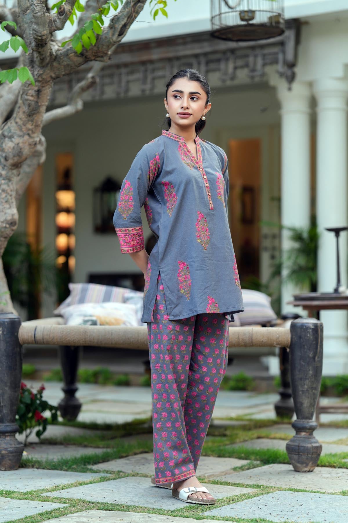 Grey Handblock Co-ord Set