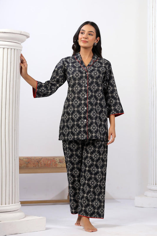 Black Handblock  Co-ord Set