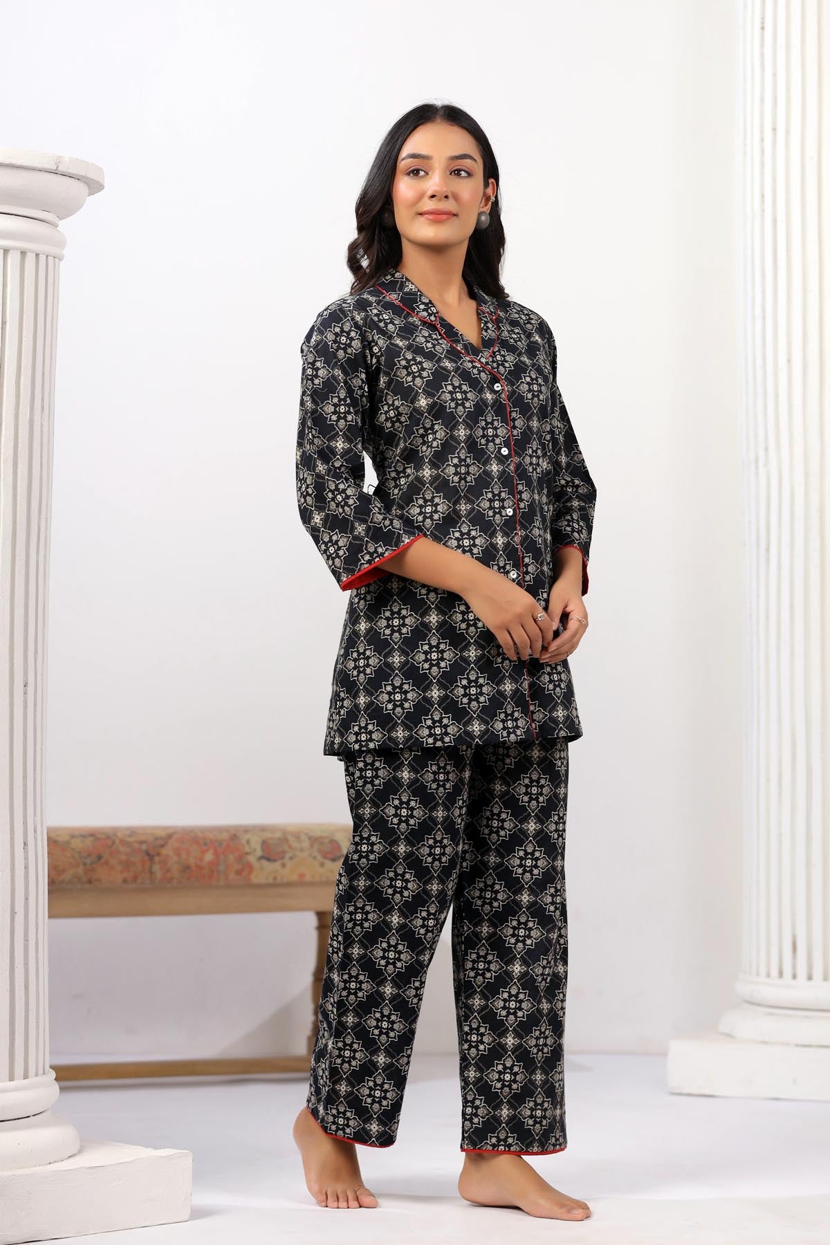 Black Handblock  Co-ord Set