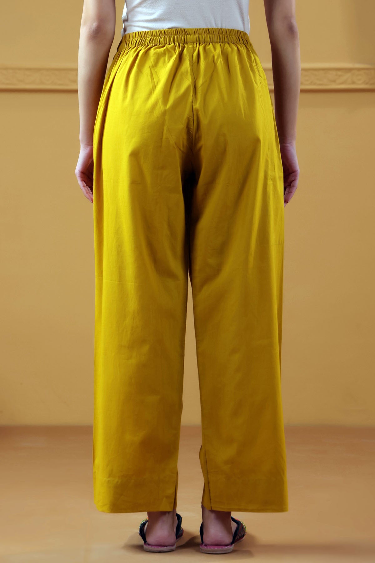 Mustard Yellow Straight-Fit Cotton Pant