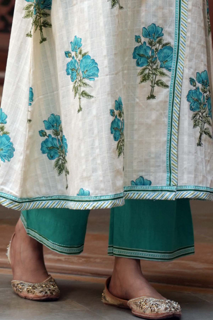 Cotton Straight Pants In Astringent Green Color