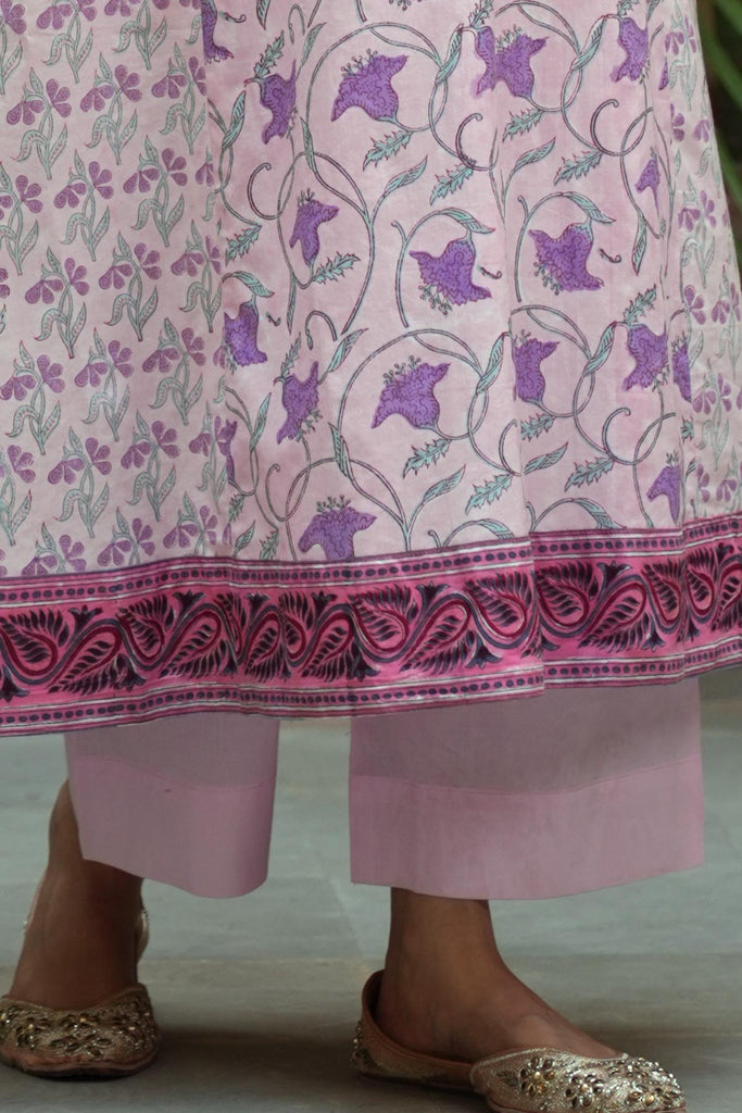 Cotton Straight Pants In Light Pink Color