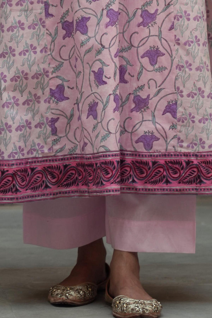 Cotton Straight Pants In Light Pink Color
