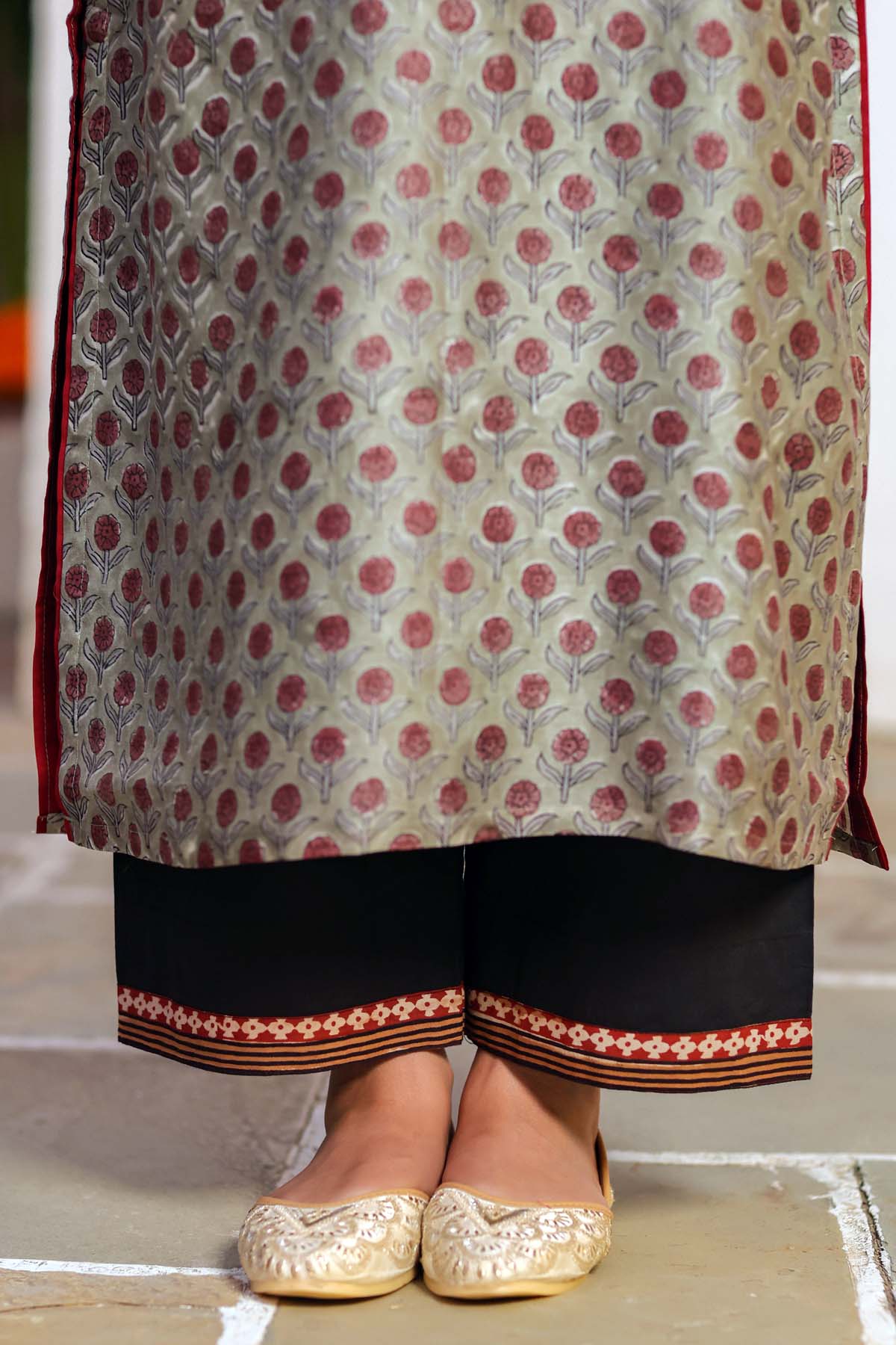Black Straight Fit Pant with border