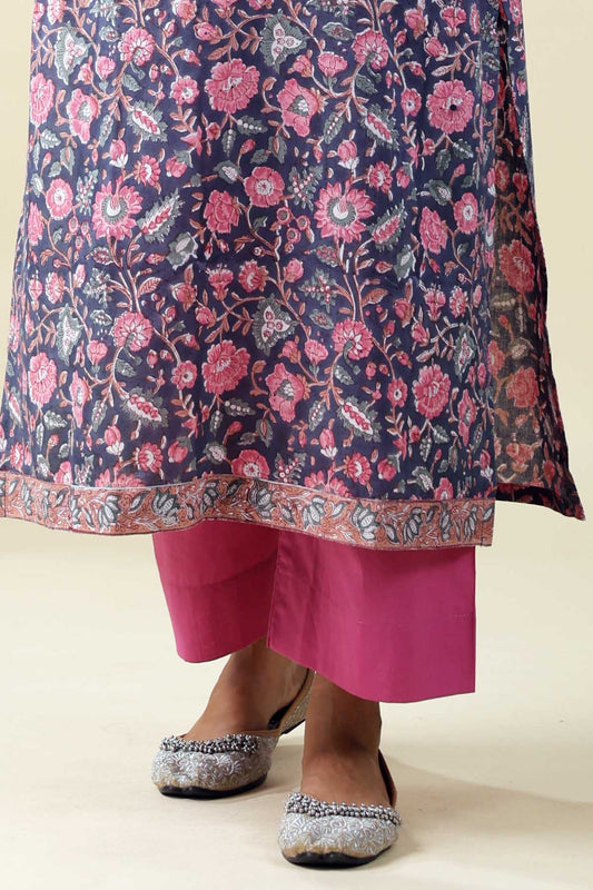 Light Purple Straight-Fit Cotton Pant