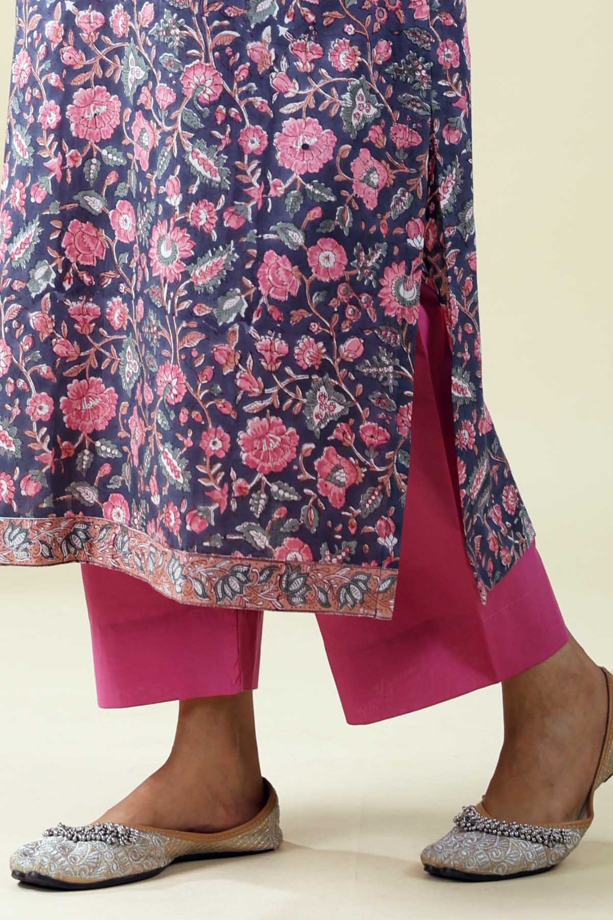 Light Purple Straight-Fit Cotton Pant