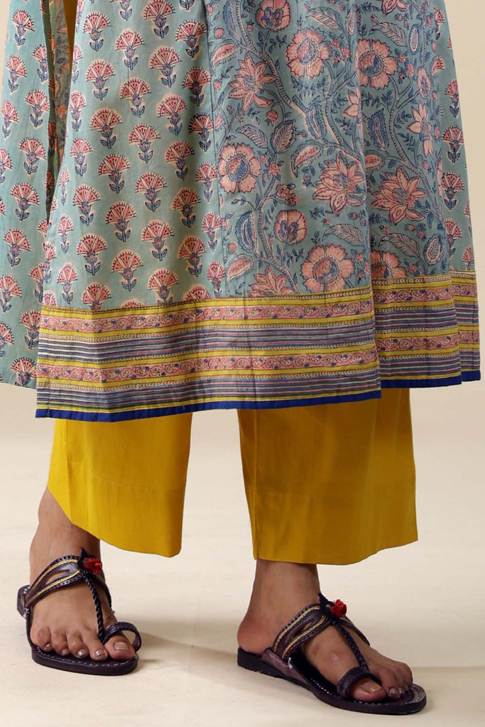 Straight Fit Cotton Pant In Mustard Yellow Color