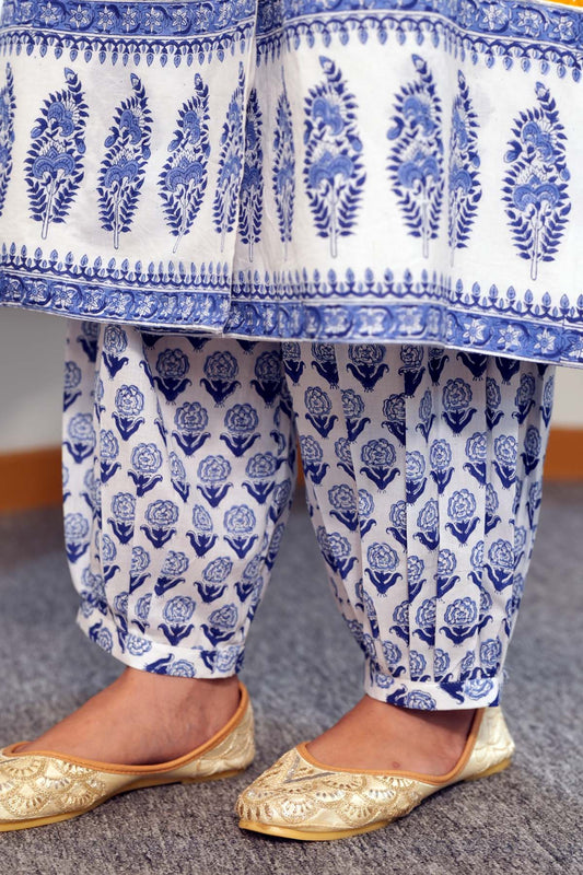 Salwar Style Pant In Hand Block Cotton