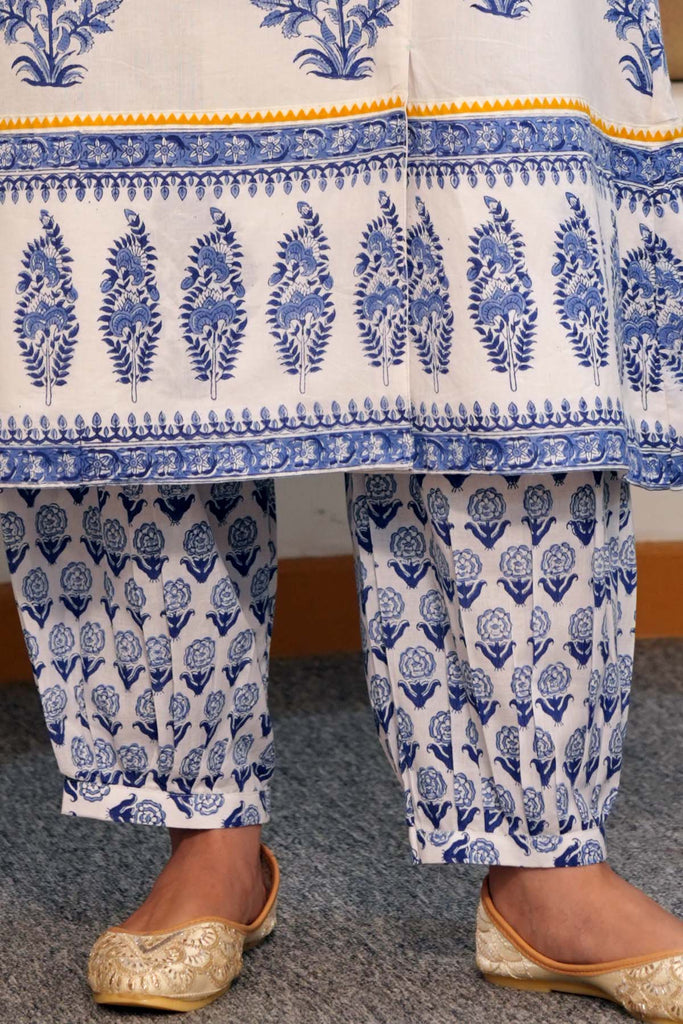 Salwar Style Pant In Hand Block Cotton