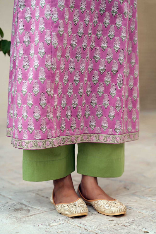 Light Pastel Green Straight-Fit Cotton Pant