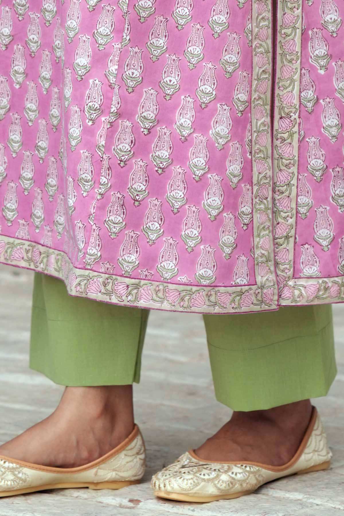Light Pastel Green Straight-Fit Cotton Pant