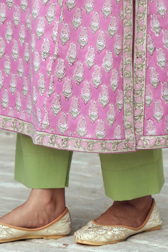 Light Pastel Green Color Straight Fit Pant In Cotton