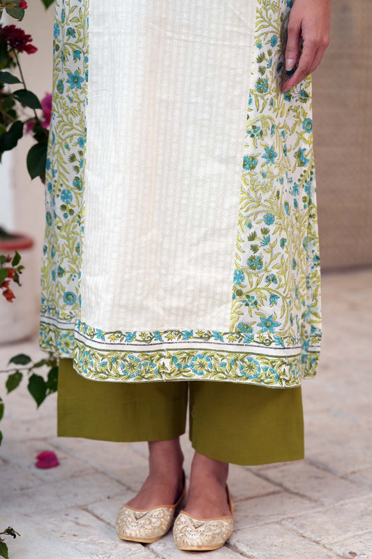 Light Mehndi Green Straight-Fit Cotton Pant