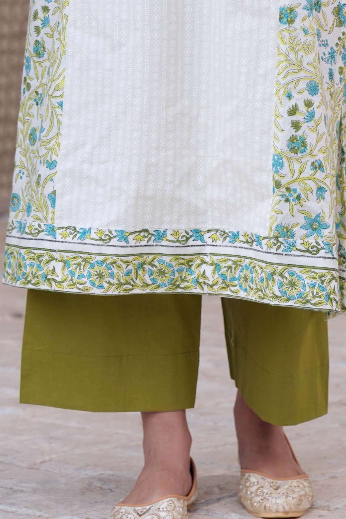Light Mehndi Green Straight-Fit Cotton Pant