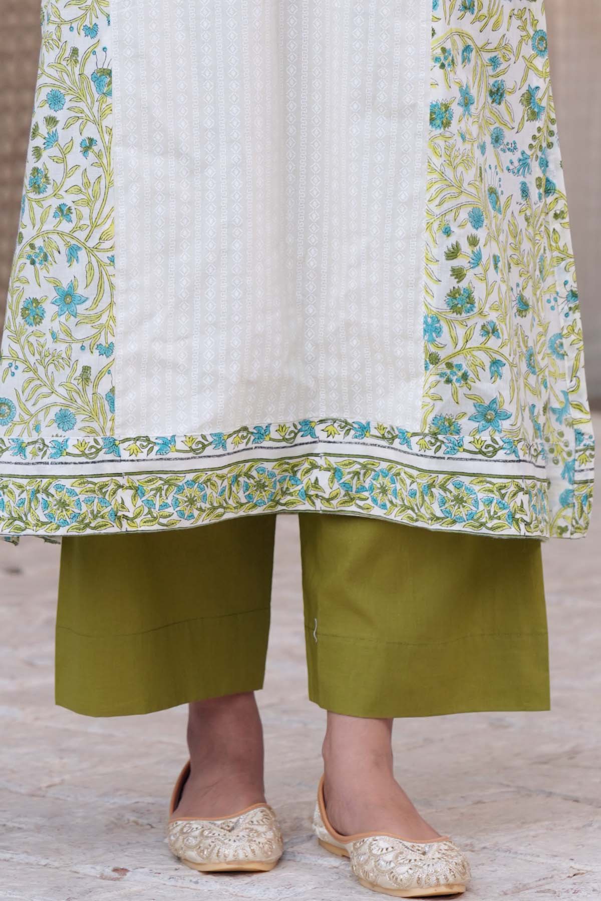 Light Mehndi Green Straight-Fit Cotton Pant