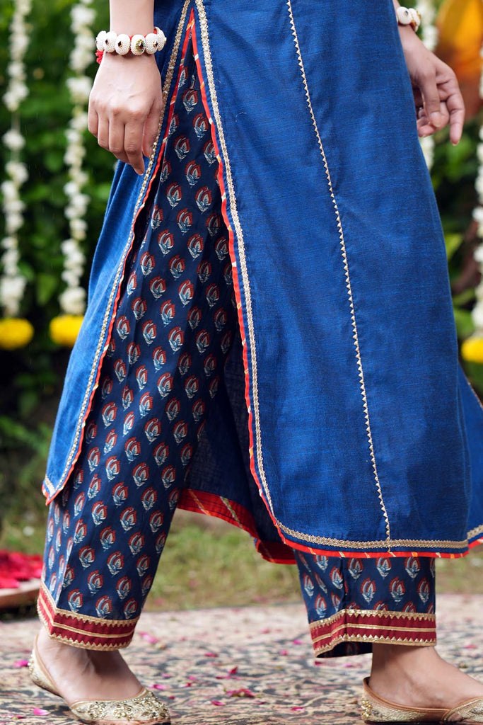 Navy Blue Straight Fit Cotton Pant
