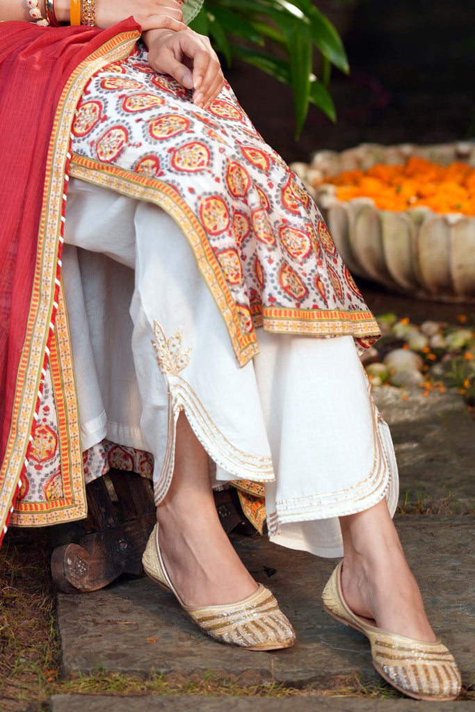 White Pants with Gota Border
