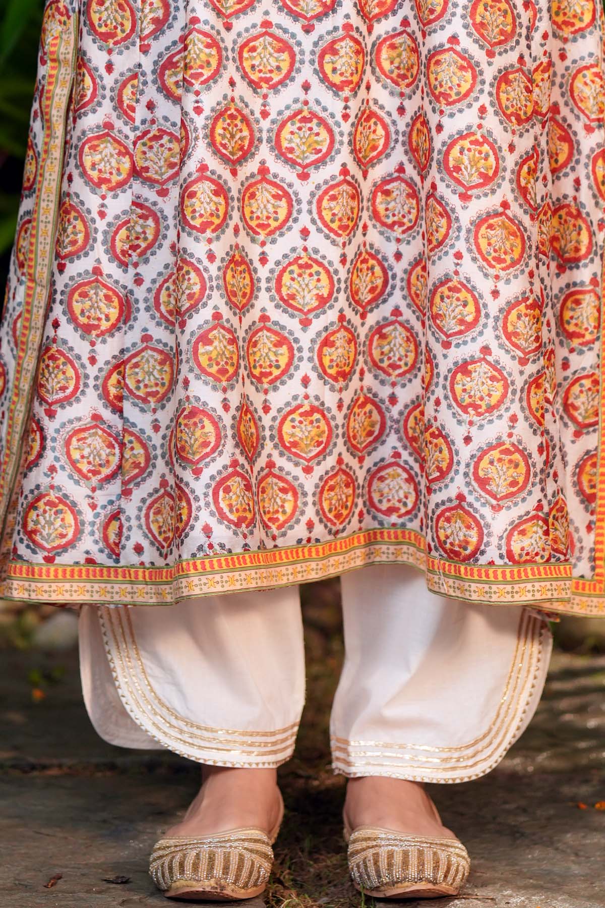White Pants with Gota Border