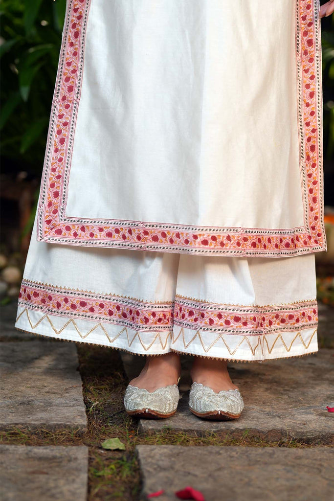 Cream Cotton  Pants With Gota Work
