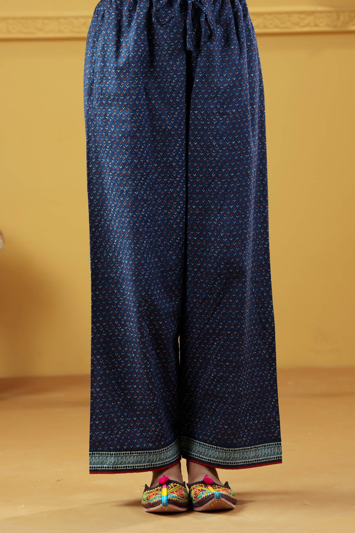 Dark Blue Straight Fit Cotton Pant