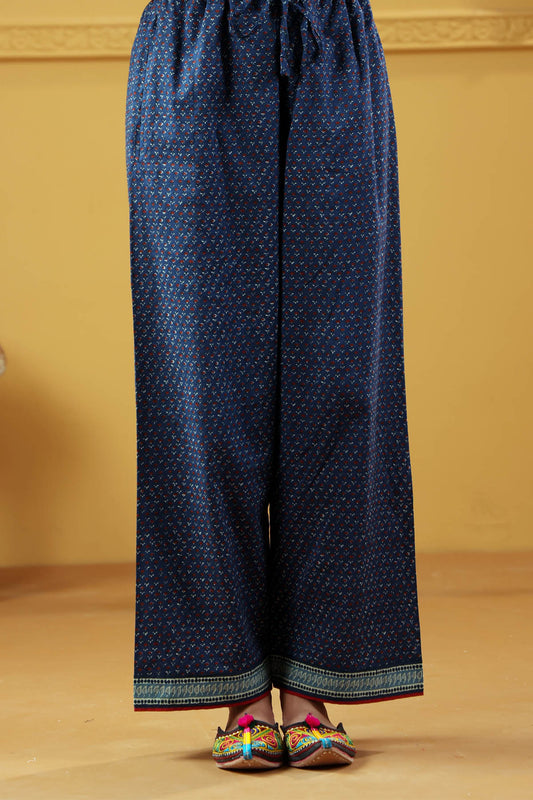 Dark Blue Straight Fit Cotton Pant