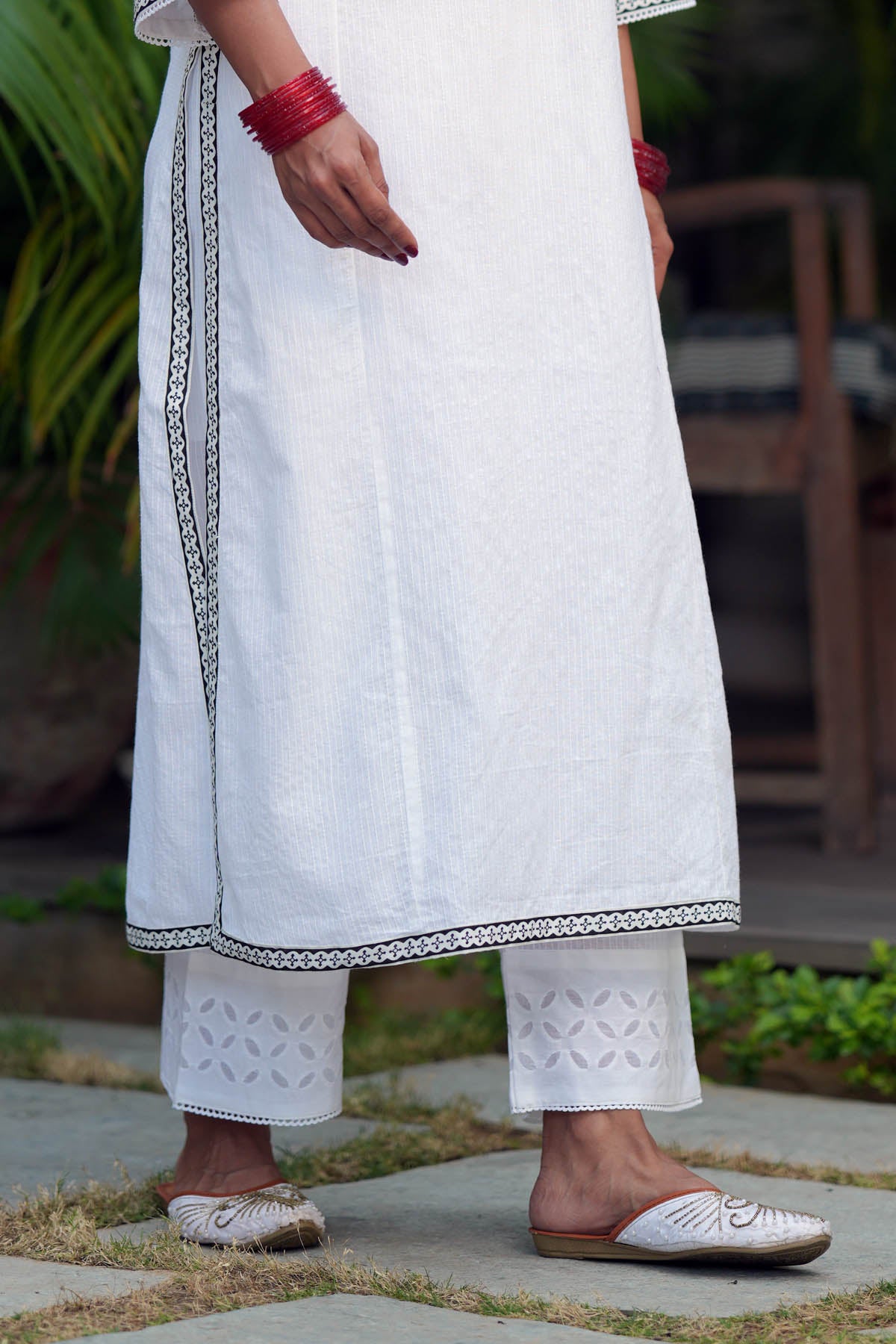 Kantha Cotton Straight Fit Pants