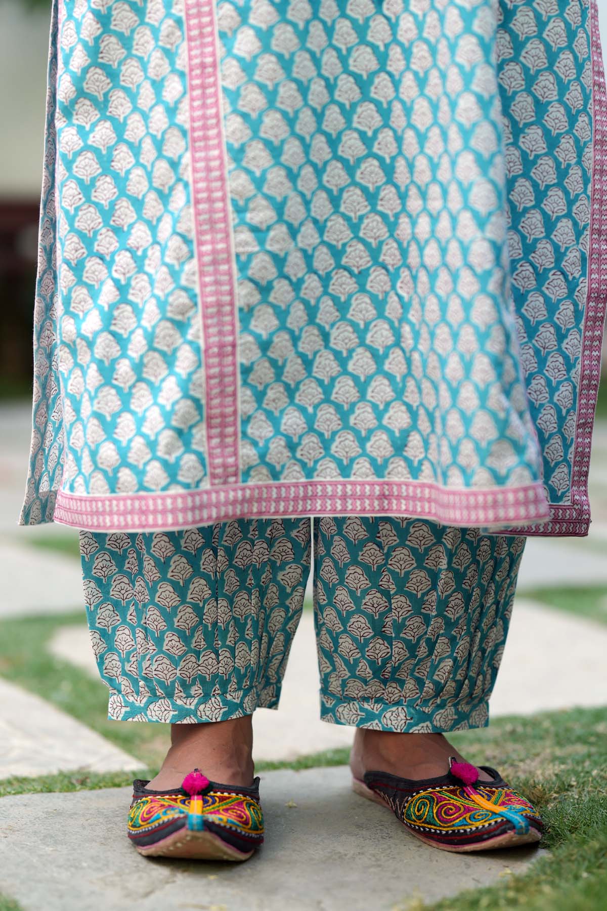 Firozi Handblock Printed Salwar