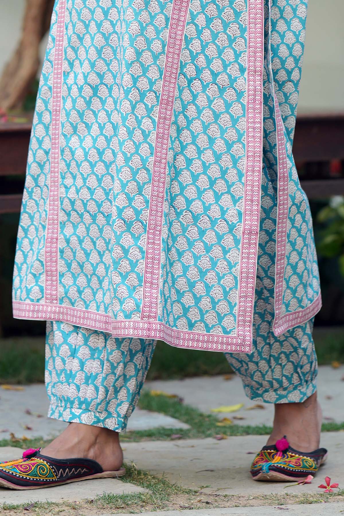 Firozi Handblock Printed Salwar