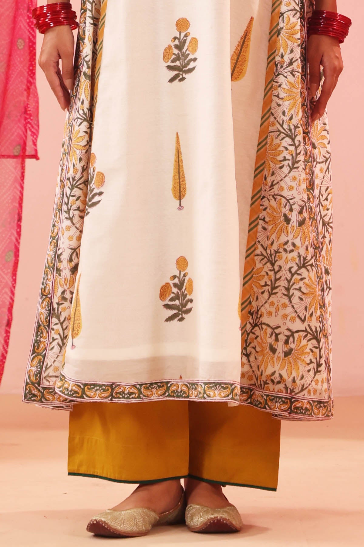 Mustard Yellow Cotton Straight Fit Pants