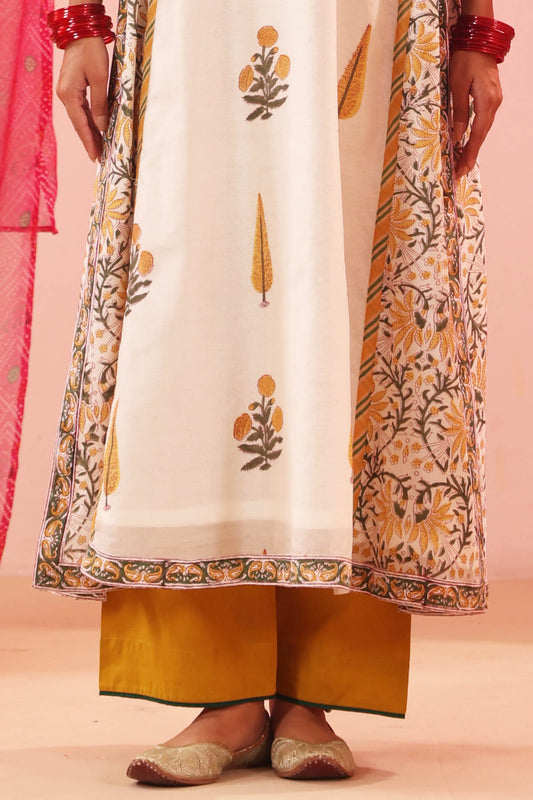 Mustard Yellow Cotton Straight Fit Pants