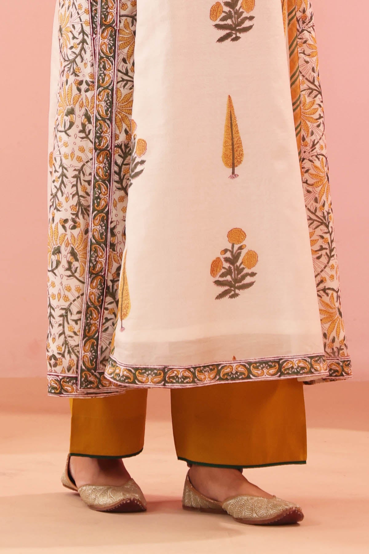 Mustard Yellow Cotton Straight Fit Pants