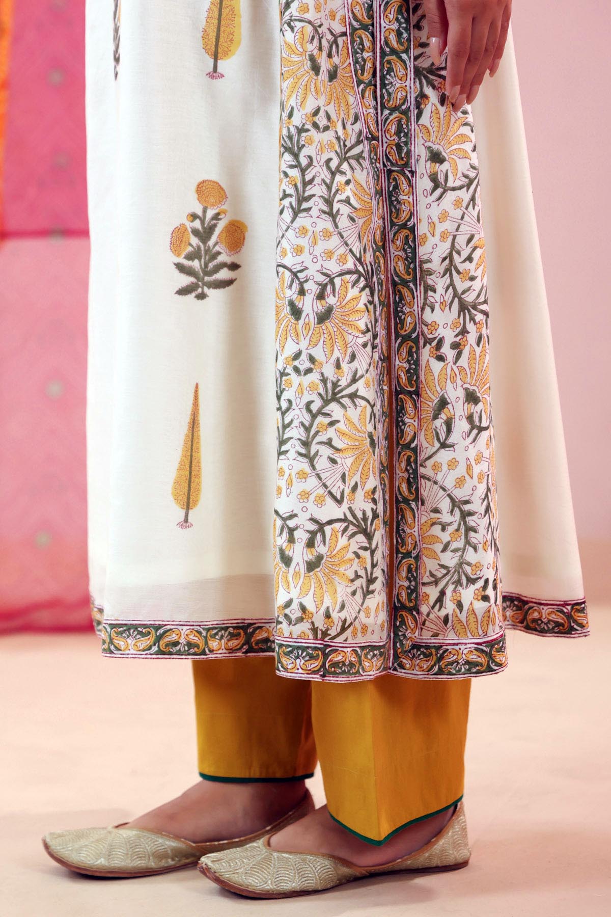 Mustard Yellow Cotton Straight Fit Pants
