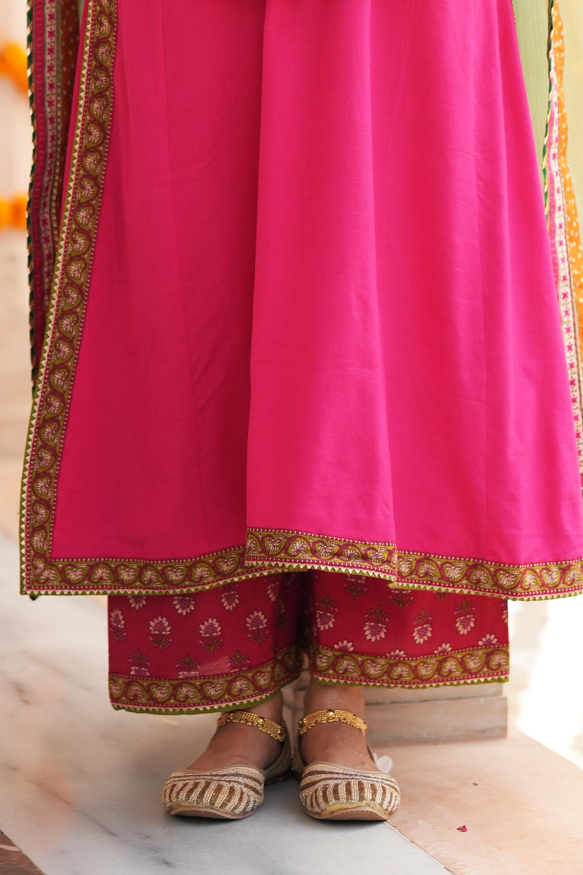 Berry Printed Cotton Straight Pant