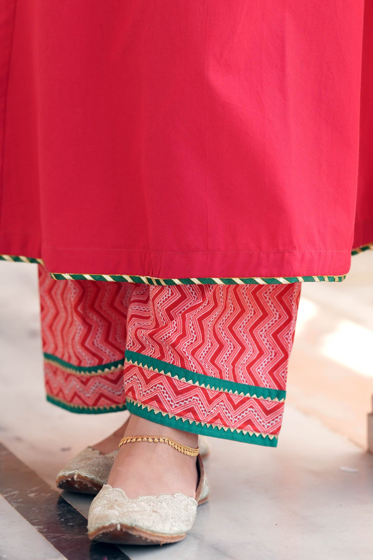 Salwar Style Chevron Printed Cotton Pants