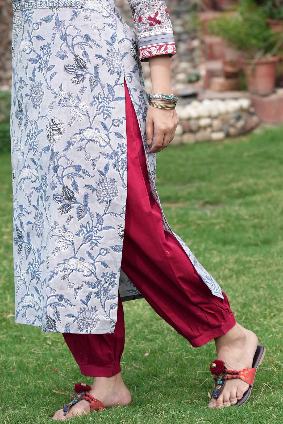 Maroon Salwar Style Cotton Pants