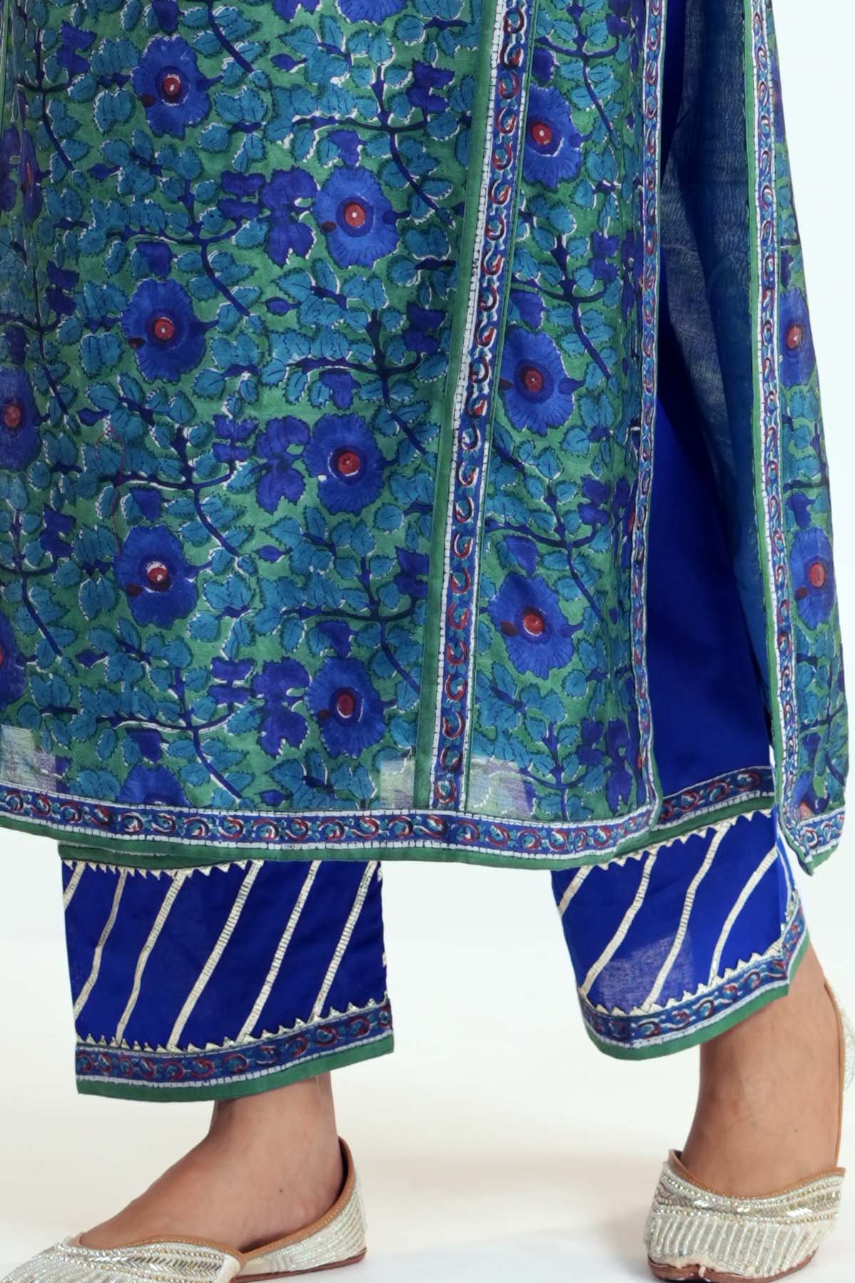 Straight Fit Pants Ink Blue Color With Gota Work