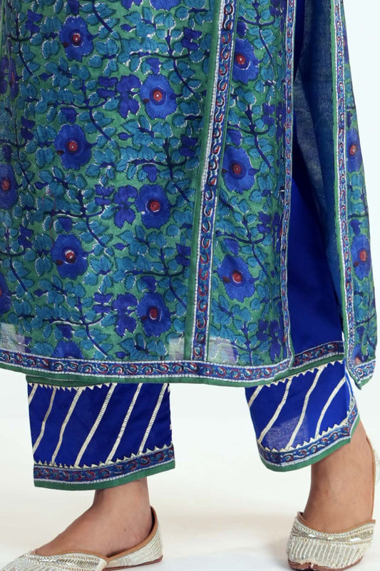Straight Fit Pants Ink Blue Color With Gota Work
