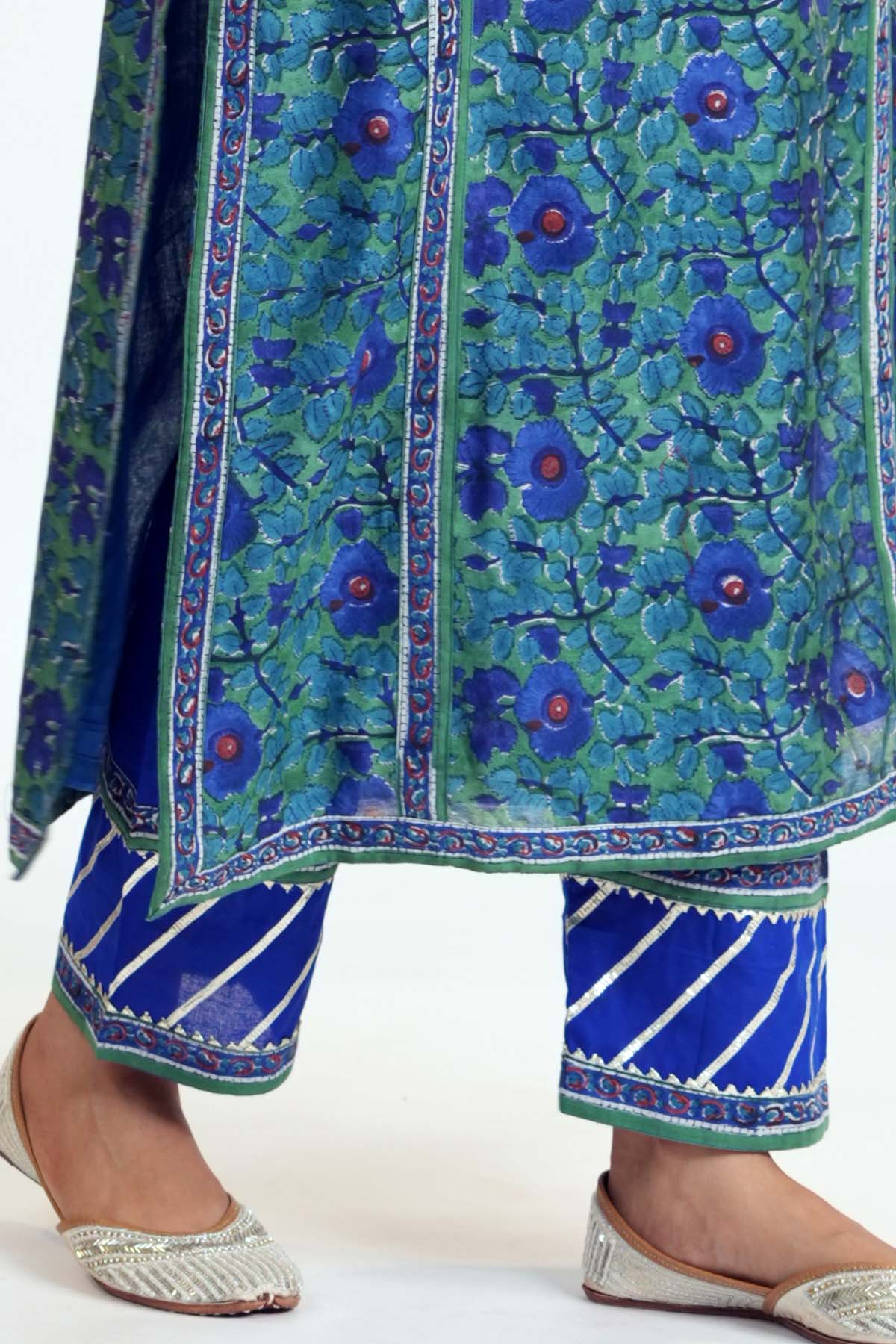 Straight Fit Pants Ink Blue Color With Gota Work