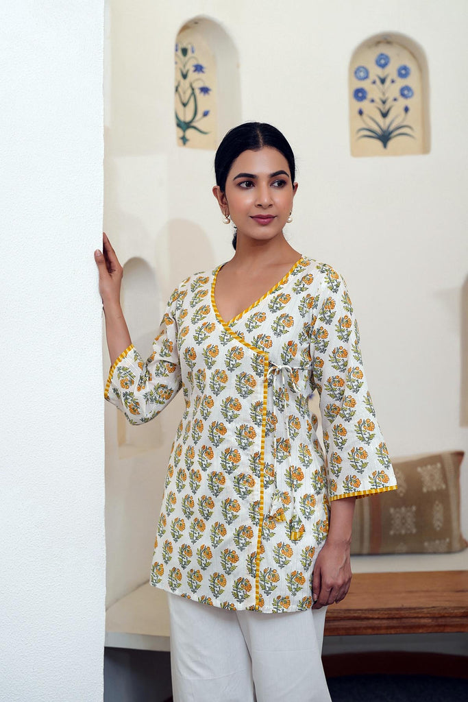 Short Length Angrakha Style Kurti